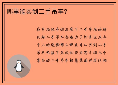 哪里能买到二手吊车？