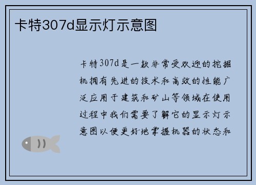 卡特307d显示灯示意图