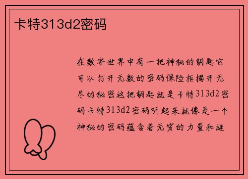 卡特313d2密码