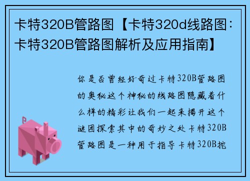 卡特320B管路图【卡特320d线路图：卡特320B管路图解析及应用指南】