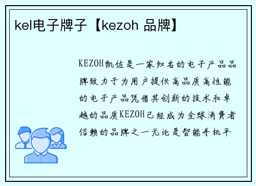 kel电子牌子【kezoh 品牌】